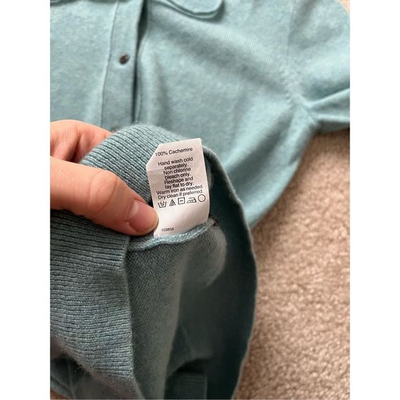 J.Crew Collection Cashmere Getaway Hoodie in  Blue Henley Sweater S - Picture 9 of 9